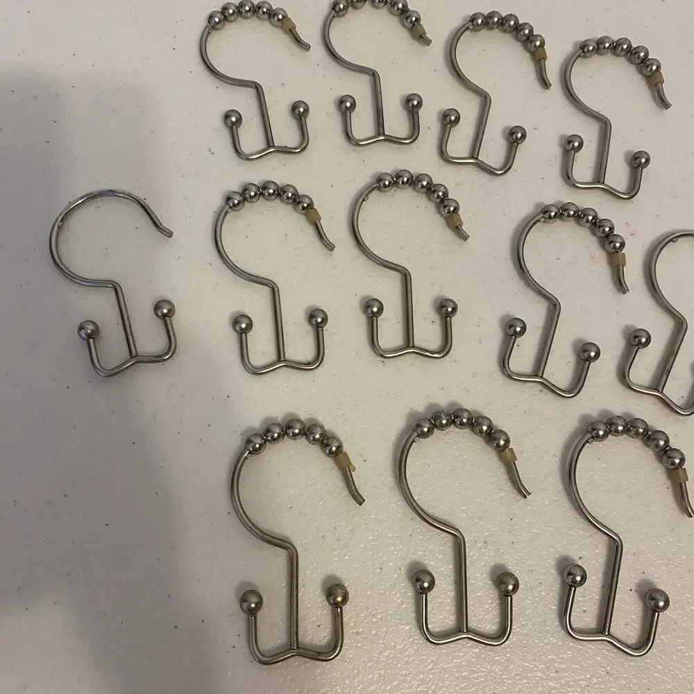 Unbranded Double Glide Roller Set of 12 Shower Curtain Hooks, Double Sided